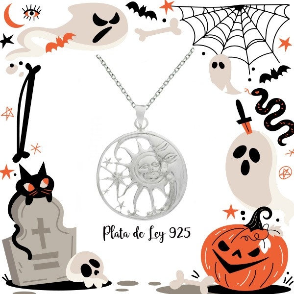 Colgante sol y luna Plata de Ley