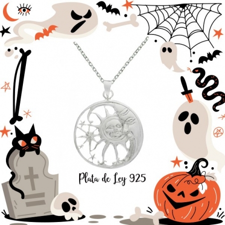 Colgante sol y luna Plata de Ley