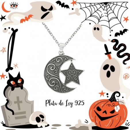 Colgante luna & estrella Plata de Ley