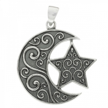 Colgante luna & estrella Plata de Ley 2