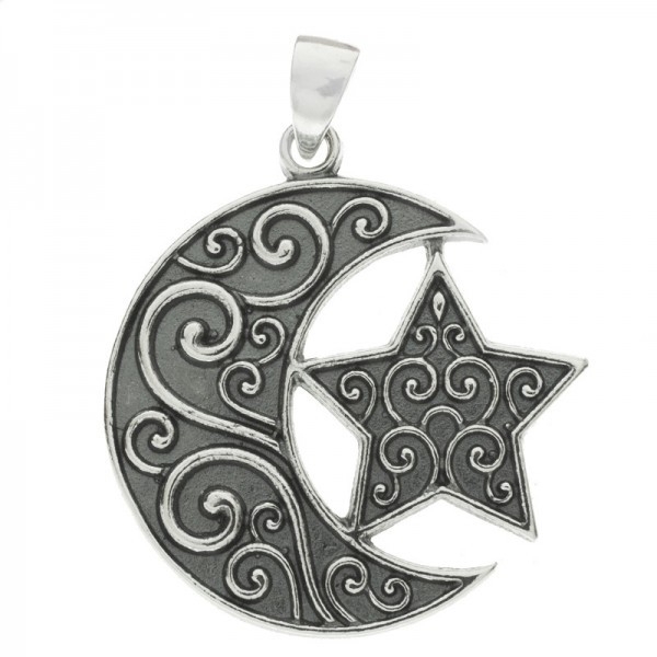 Colgante luna & estrella Plata de Ley