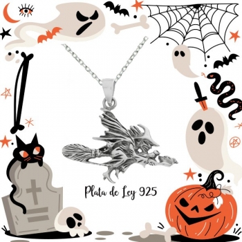 Collar bruja con escoba