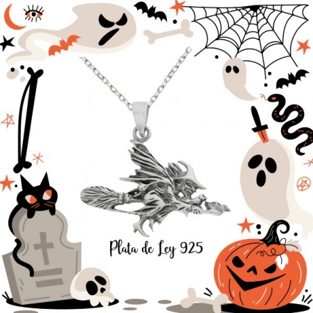 Collar bruja con escoba