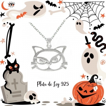 Collar gato calado Plata de Ley