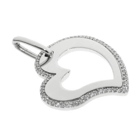 Colgante corazón con borde de circonitas