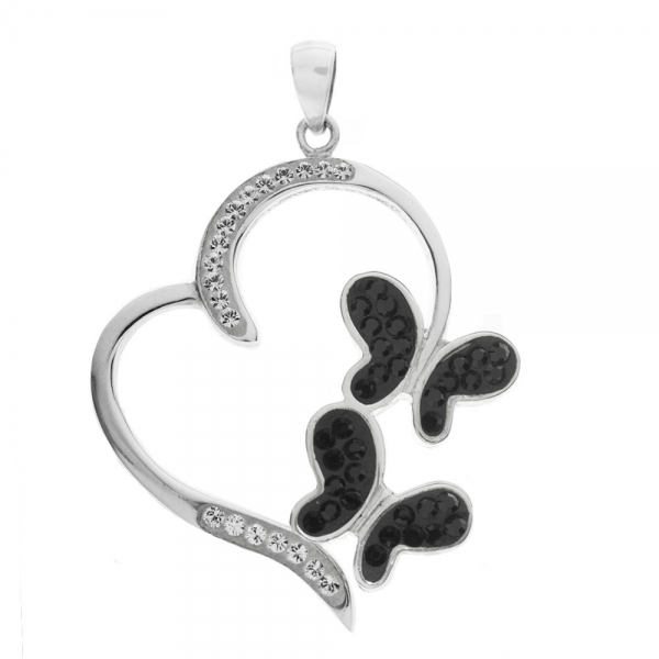 Colgante Love XL con mariposas negras