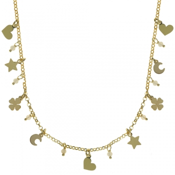 Collar dorado con colgantes
