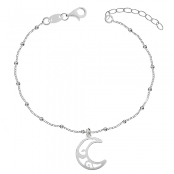 Pulsera con bolitas y luna
