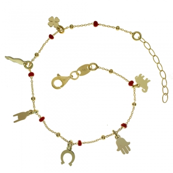 Pulsera dorada abalorios de la Suerte