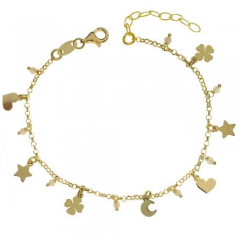 Pulsera dorada con abalorios