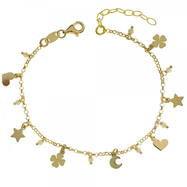 Pulsera dorada con abalorios