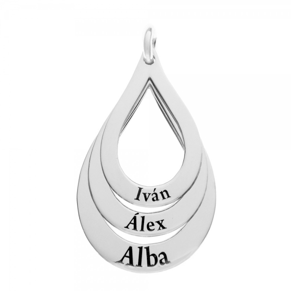 Collar triple gota grabado personalizado