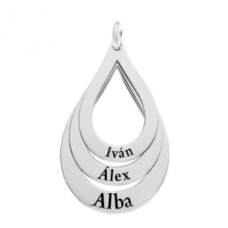 Collar triple gota grabado personalizado