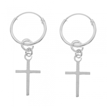 Aros con cruz colgante Plata de Ley