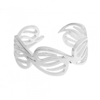 Anillo ajustable hojas Plata de Ley