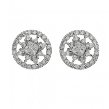 Pendientes redondos con circonita blancas