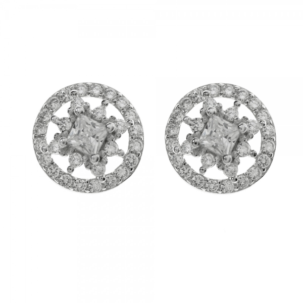 Pendientes redondos con circonita blancas