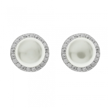 Pendientes perla con circonitas