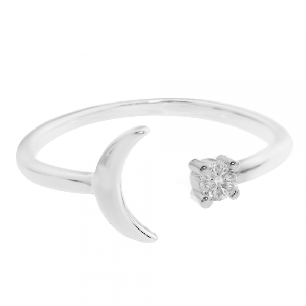 Anillo ajustable luna & circonita