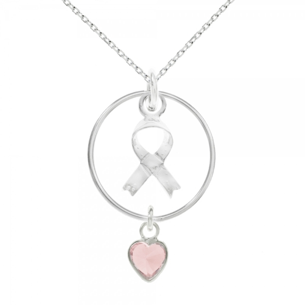 Collar lazo y corazón rosa lucha contra el cáncer