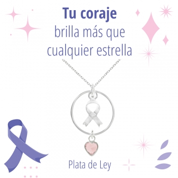 Collar lazo y corazón rosa lucha contra el cáncer