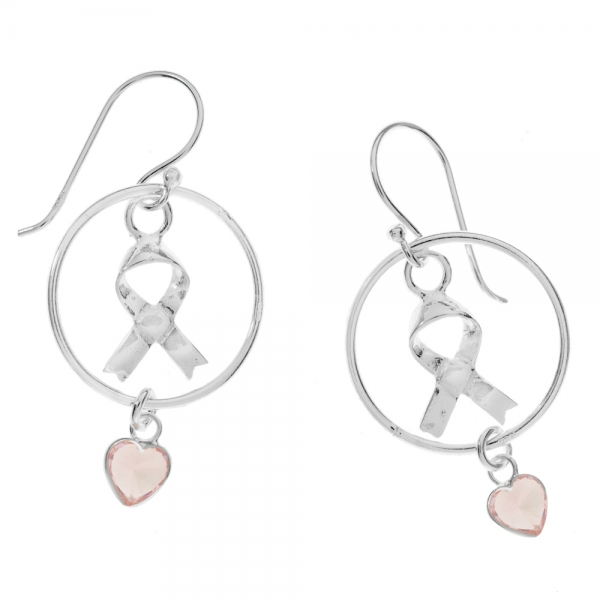 Pendientes lazo y corazón rosa lucha contra el...