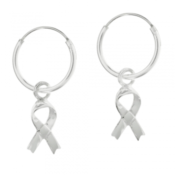 Pendientes aro con lazo lucha contra el cáncer 2