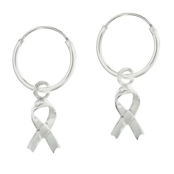 Pendientes aro con lazo lucha contra el cáncer