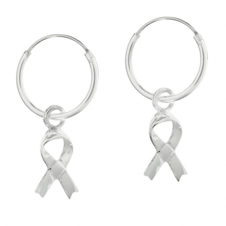 Pendientes aro con lazo lucha contra el cáncer