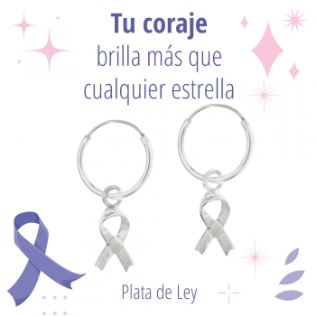 Pendientes aro con lazo lucha contra el cáncer