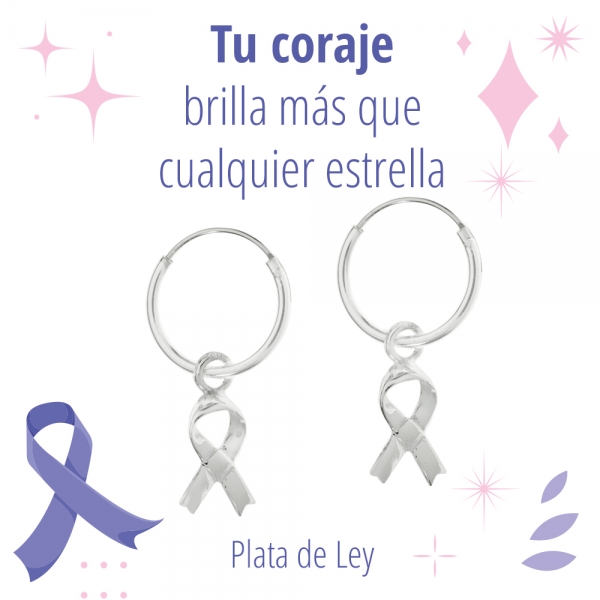 Pendientes aro con lazo lucha contra el cáncer