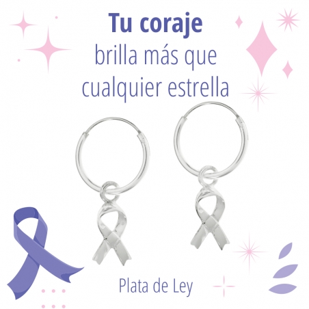 Pendientes aro con lazo lucha contra el cáncer