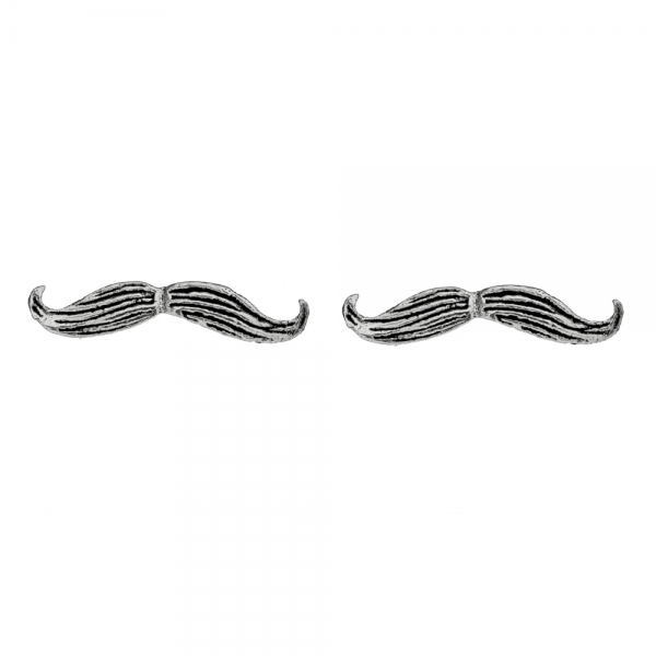 Pendientes mini bigote Plata de Ley