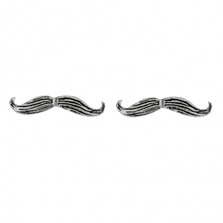 Pendientes mini bigote Plata de Ley