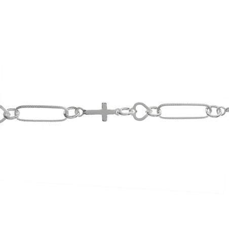 Pulsera cruz & corazón Plata de Ley