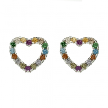 Pendientes corazón multicolor XS
