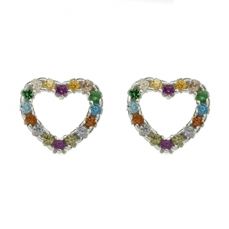 Pendientes corazón multicolor XS