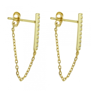 Pendientes brillo vertical con cadena