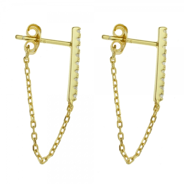 Pendientes brillo vertical con cadena