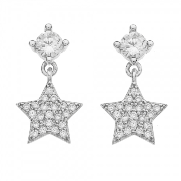 Pendientes estrella brillo blanco