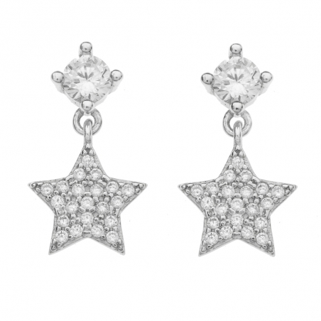 Pendientes estrella brillo blanco