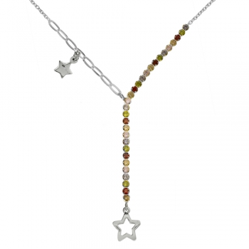 Collar corbatero con circonitas y estrellas