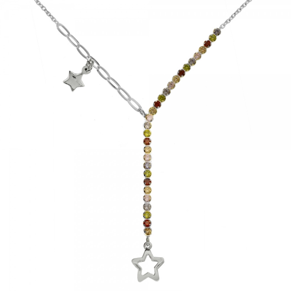 Collar corbatero con circonitas y estrellas