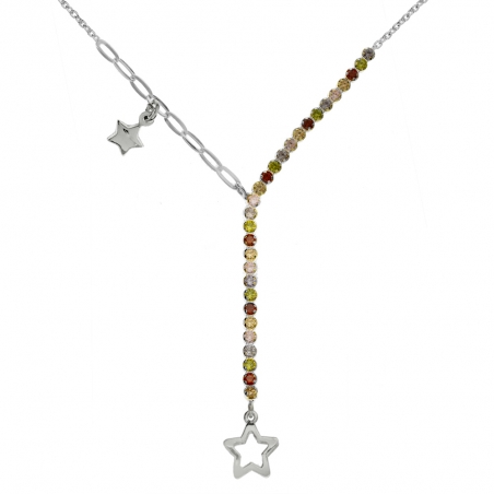 Collar corbatero con circonitas y estrellas
