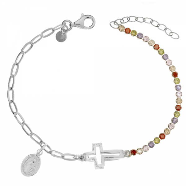 Pulsera Cruz & medalla Virgen Milagrosa