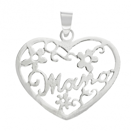 Colgante corazón mamá Plata de Ley