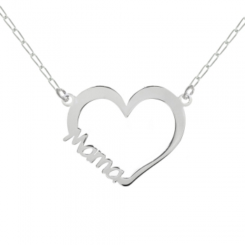 Collar corazón Mamá Plata de Ley