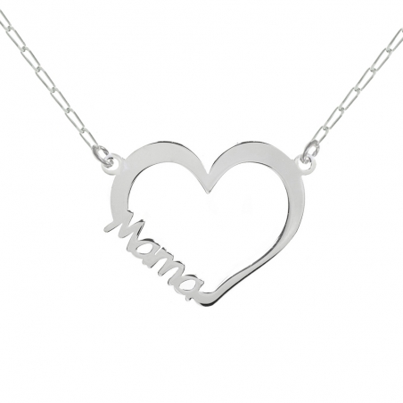 Collar corazón Mamá Plata de Ley