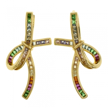 Pendientes dorados lazo