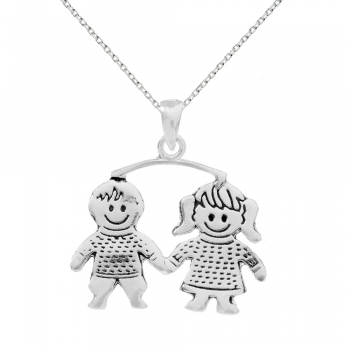 Colgante niño y niña Plata de Ley